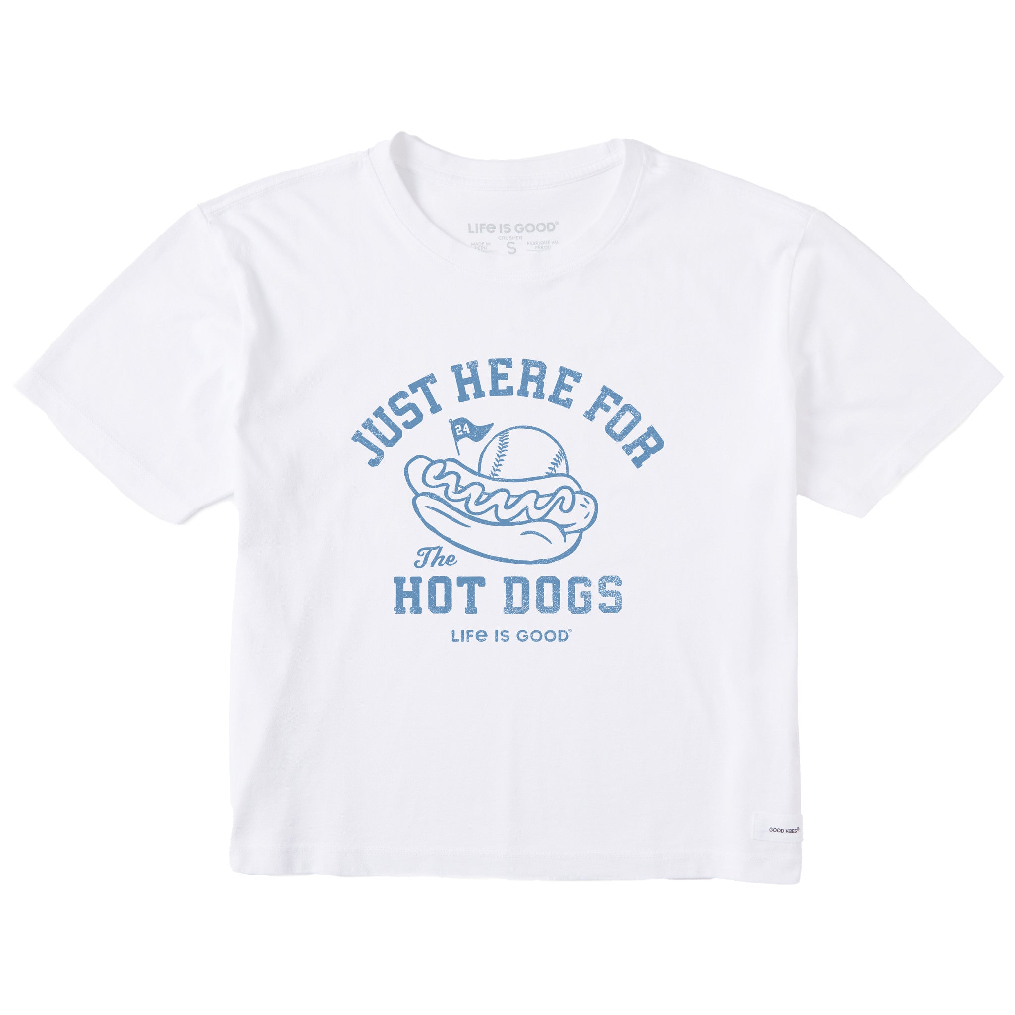 Women's Here for the Hot Dogs Baseball Short Sleeve Crusher Boxy Tee