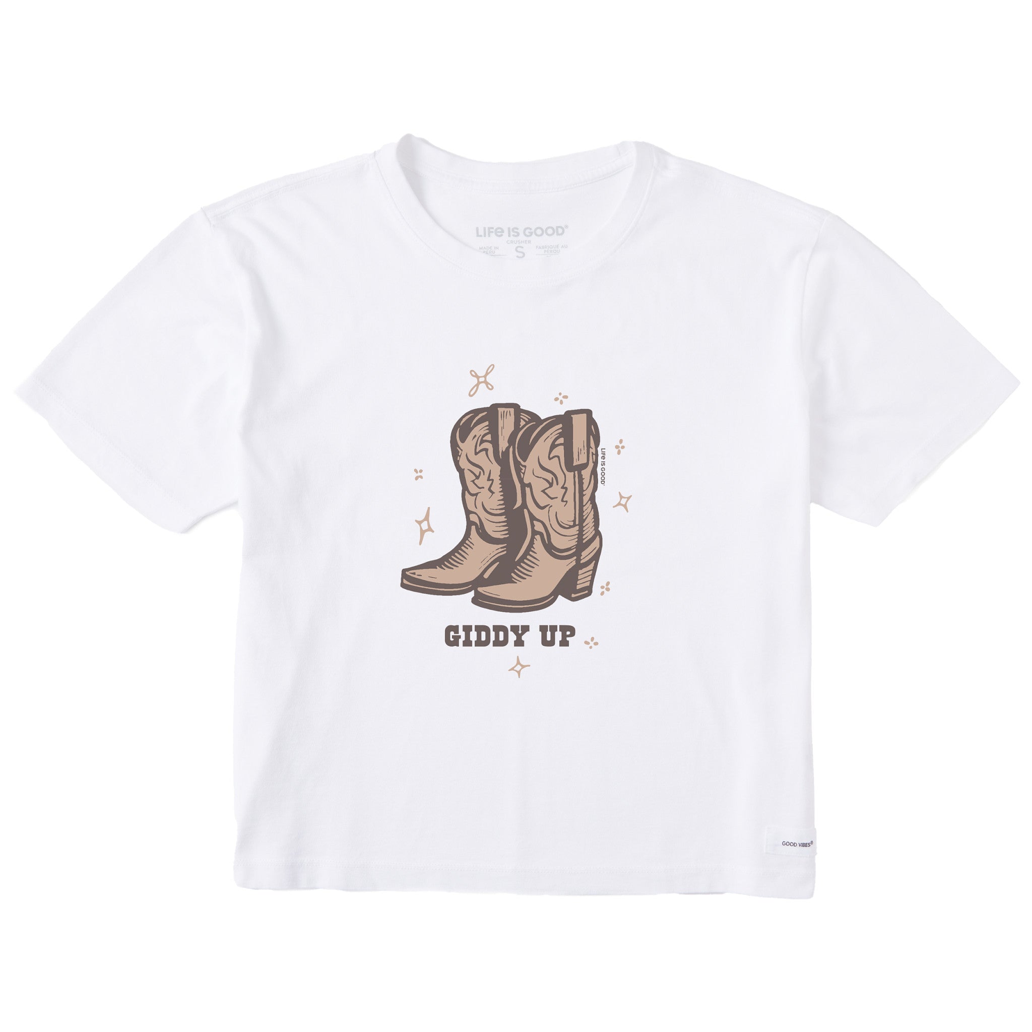 Women's Cowboy Boots Giddy Up Short Sleeve Crusher Boxy Tee