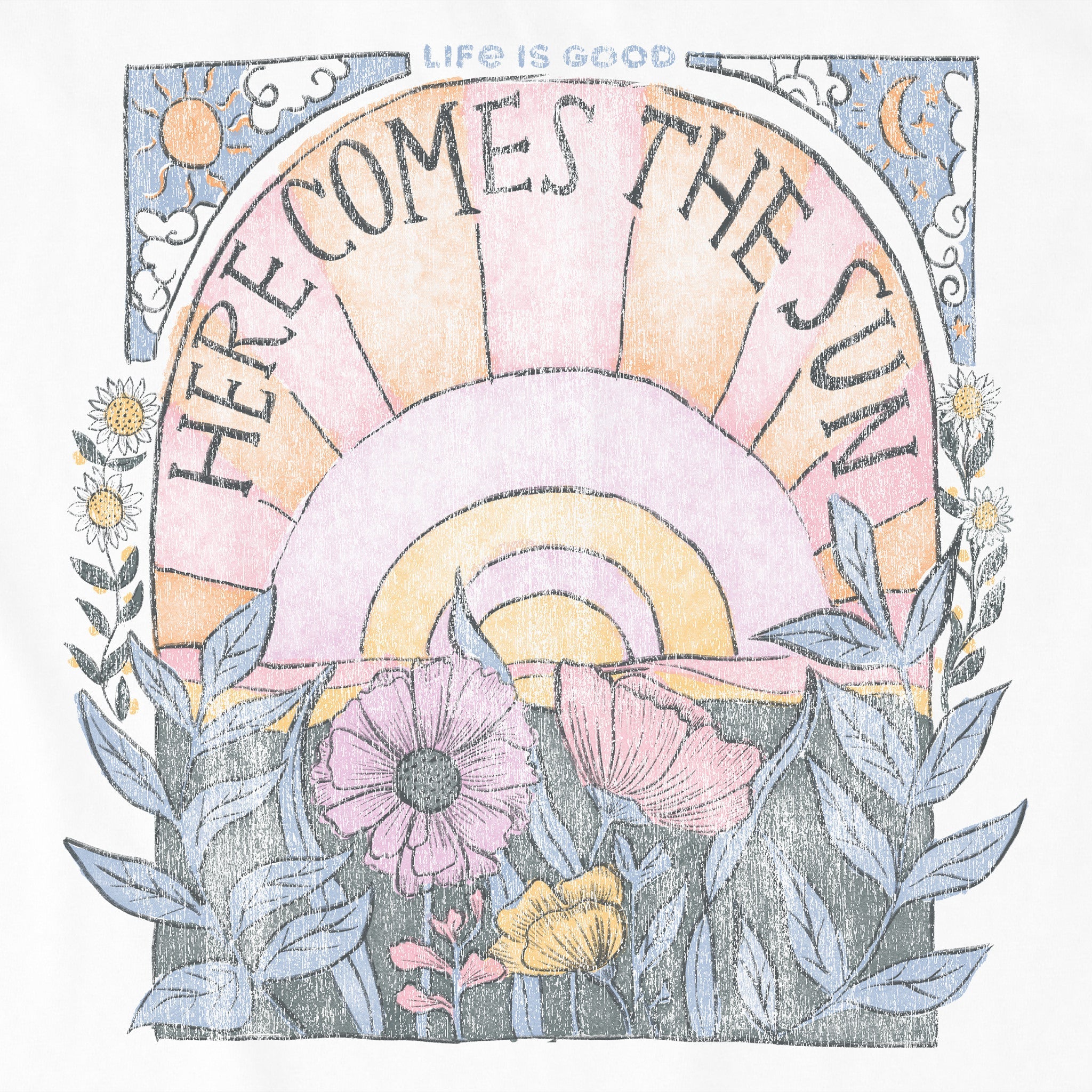 Women's Here Comes The Sun Hippie Short Sleeve Crusher Boxy Tee