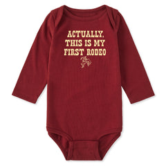 Baby Woodcut First Rodeo Long Sleeve Crusher Bodysuit
