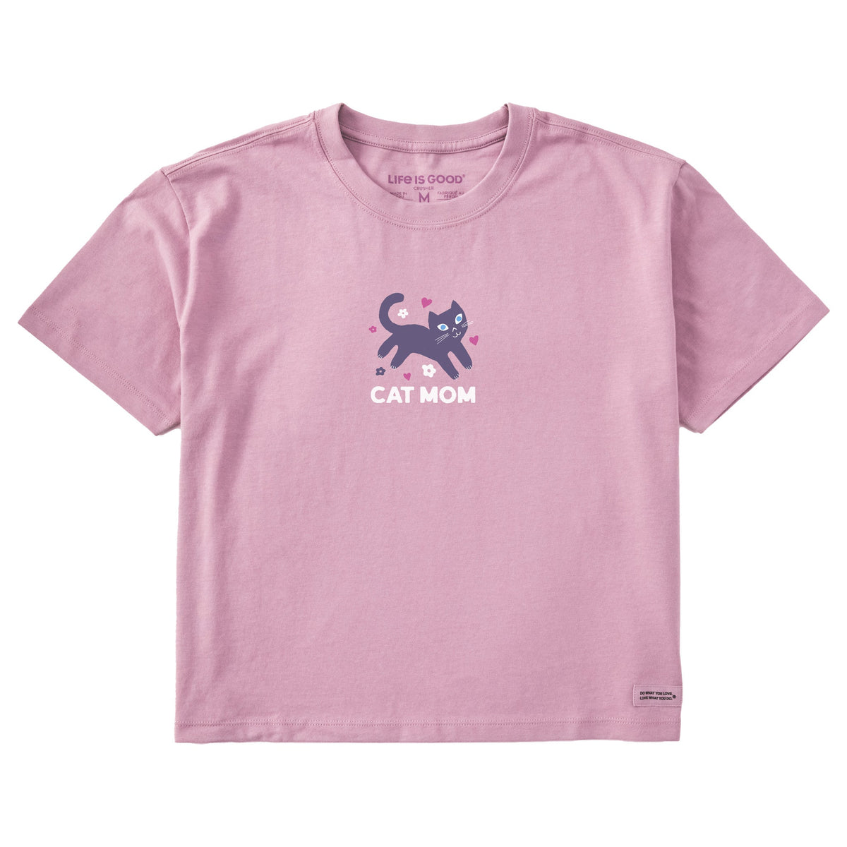 Women's Cat Mom Mini Short Sleeve Crusher Boxy Tee