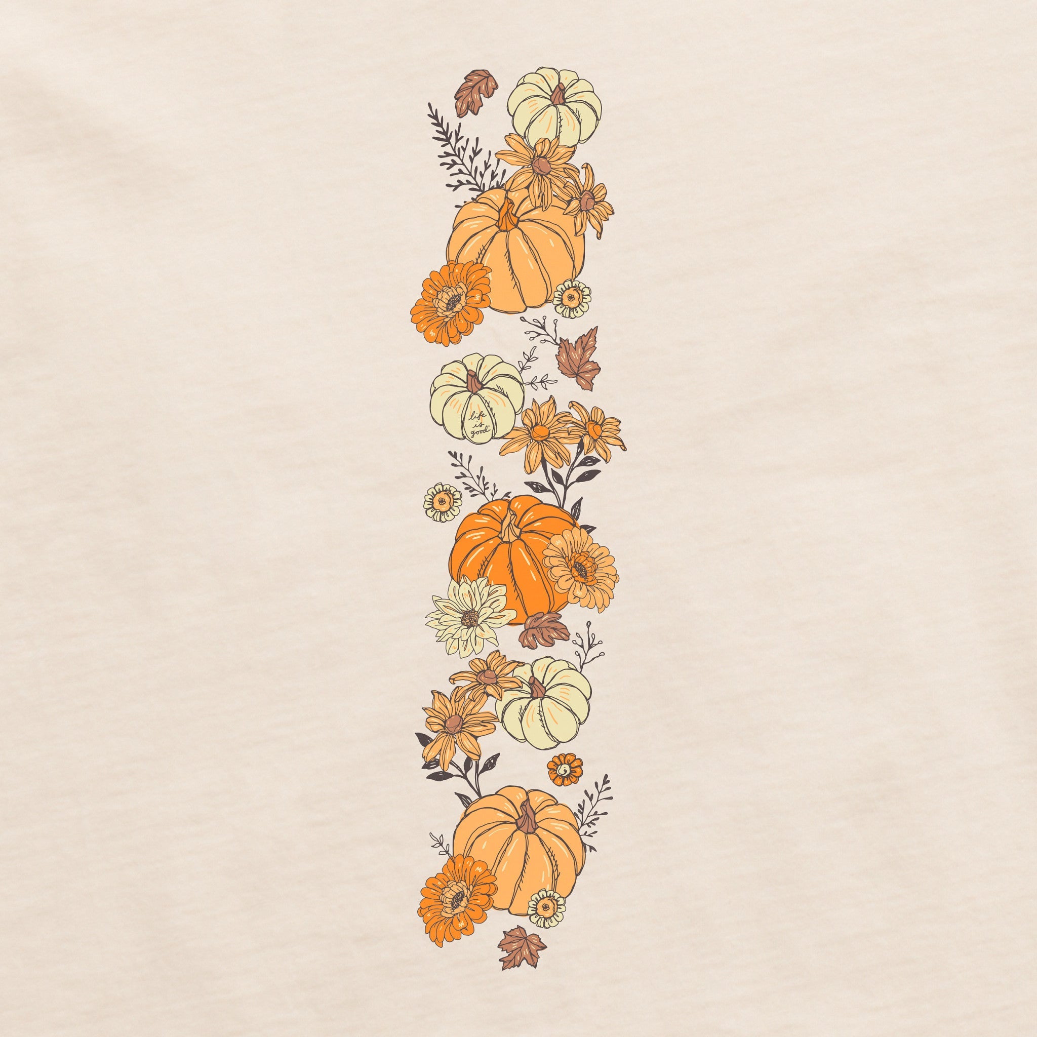 Women's Autumn Floral Pumpkins Long Sleeve Crusher Tee