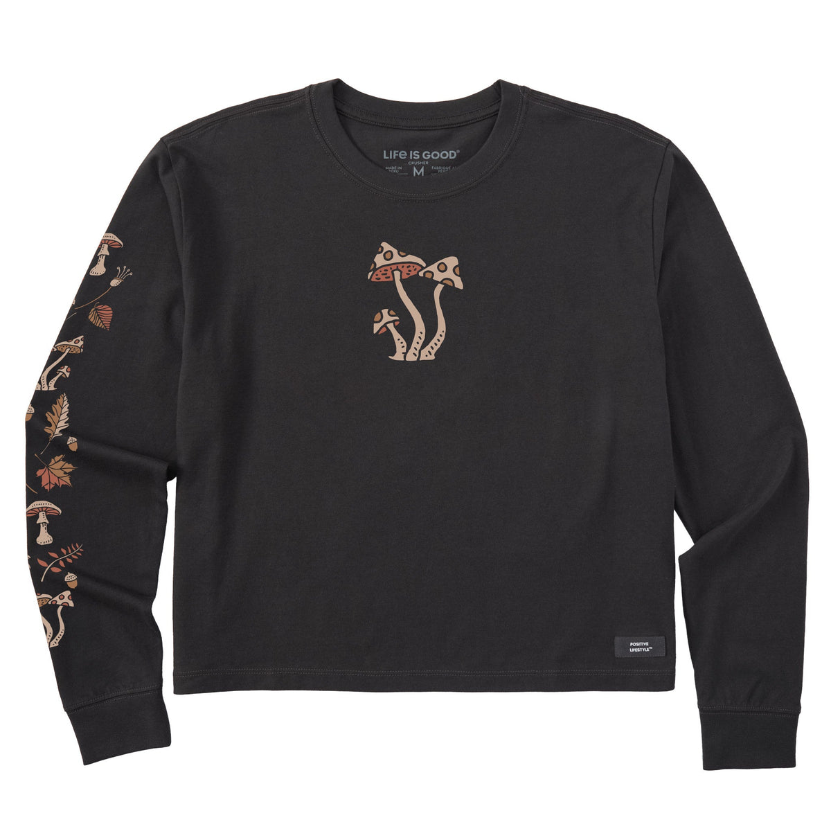 Women's Fall Mushrooms Long Sleeve Crusher Boxy Tee