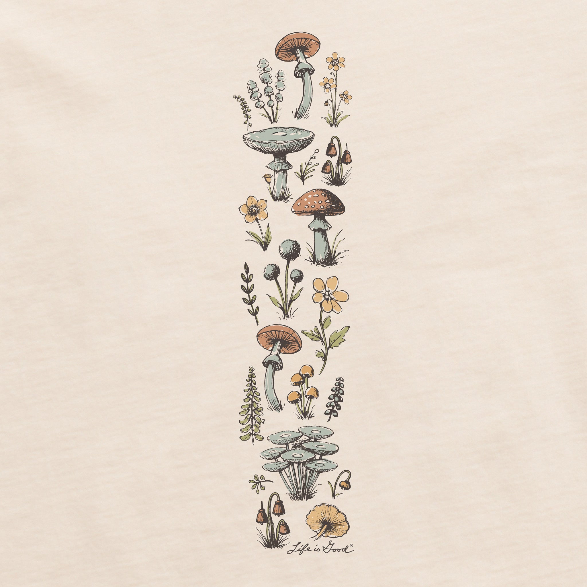 Women's Detailed Mushrooms Long Sleeve Crusher Boxy Tee