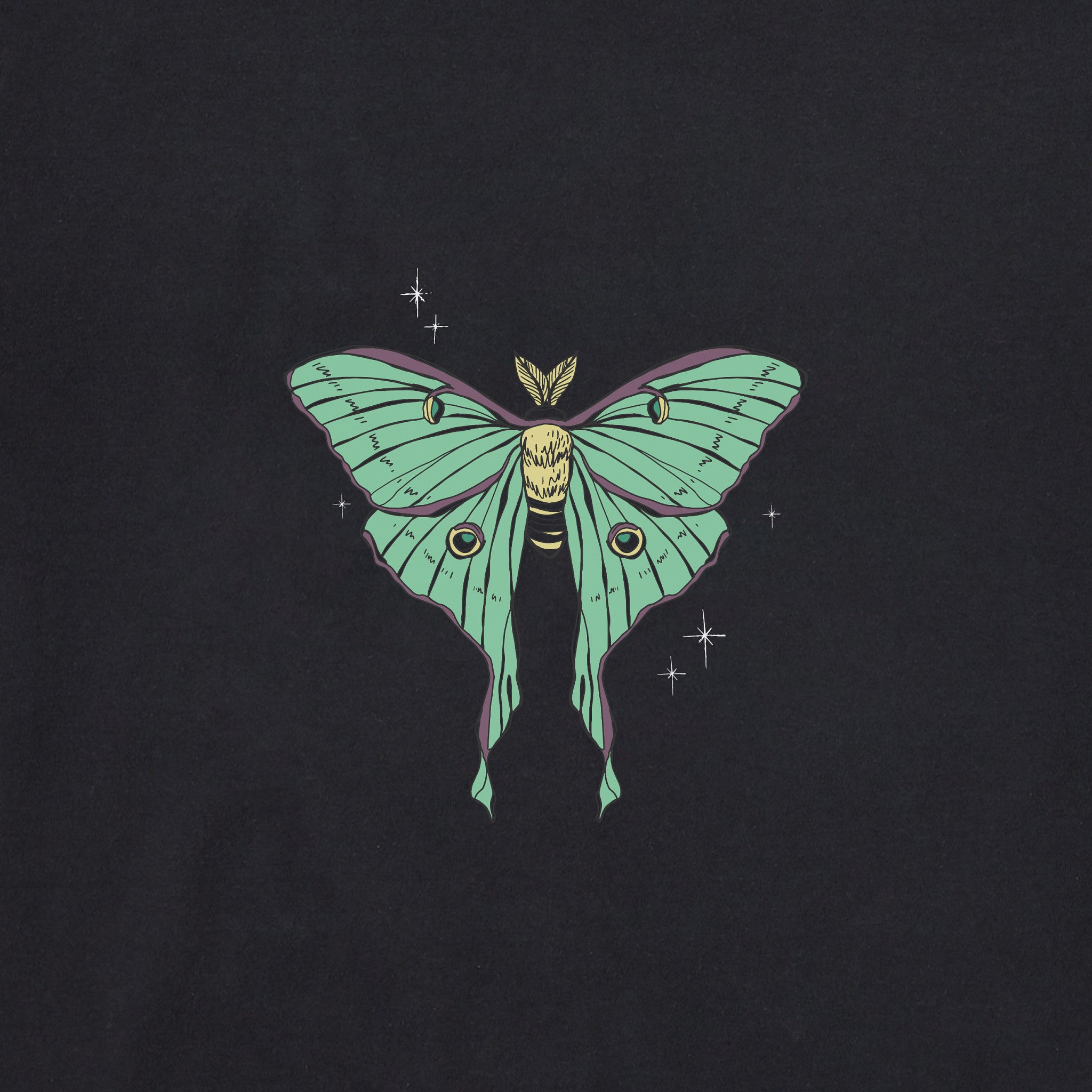 Women's Celestial Luna Moth Long Sleeve Crusher Boxy Tee