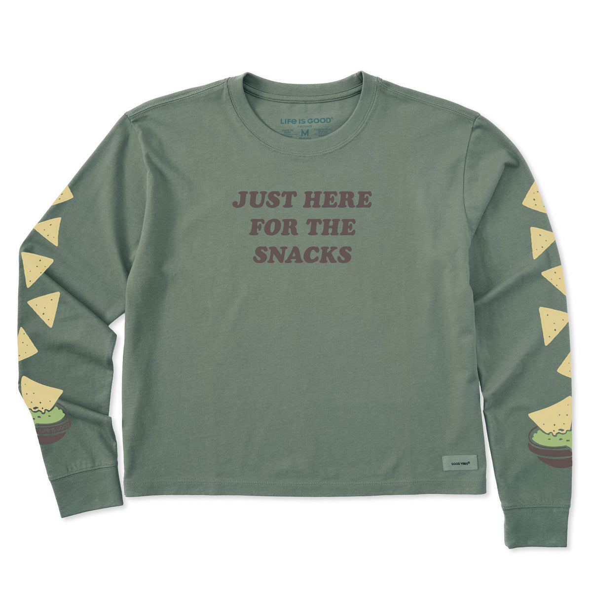 Women's Just Here for the Snacks Long Sleeve Crusher Boxy Tee