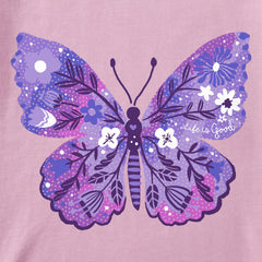 Kids Floral Butterfly Tie Dye Short Sleeve Crusher Tee