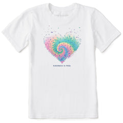 Kids Evaporating Heart Tie Dye Short Sleeve Crusher Tee