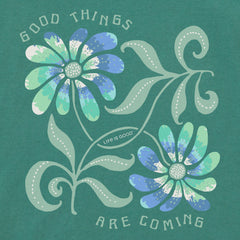 Women's Good Things Flower Tie Dye Short Sleeve Crusher Boxy Tee