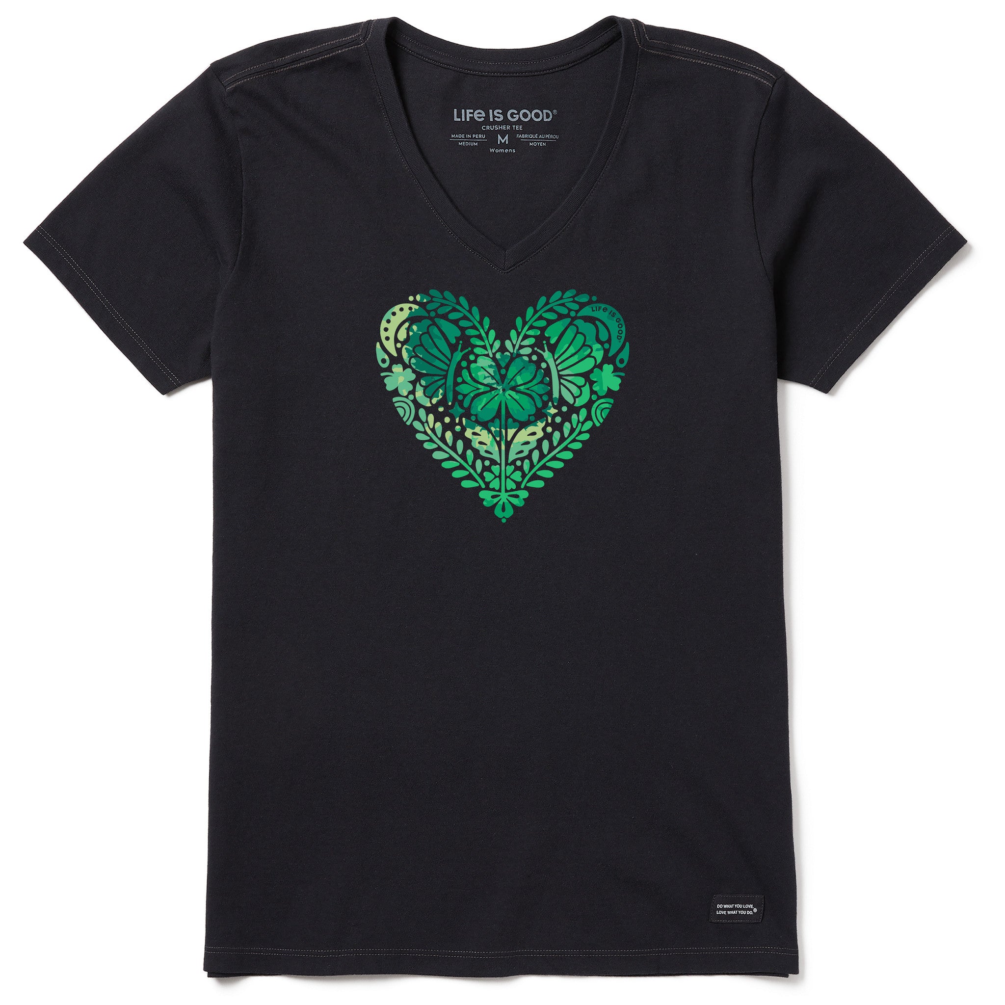 Women's Celtic Clover Heart Tie Dye Short Sleeve Vee