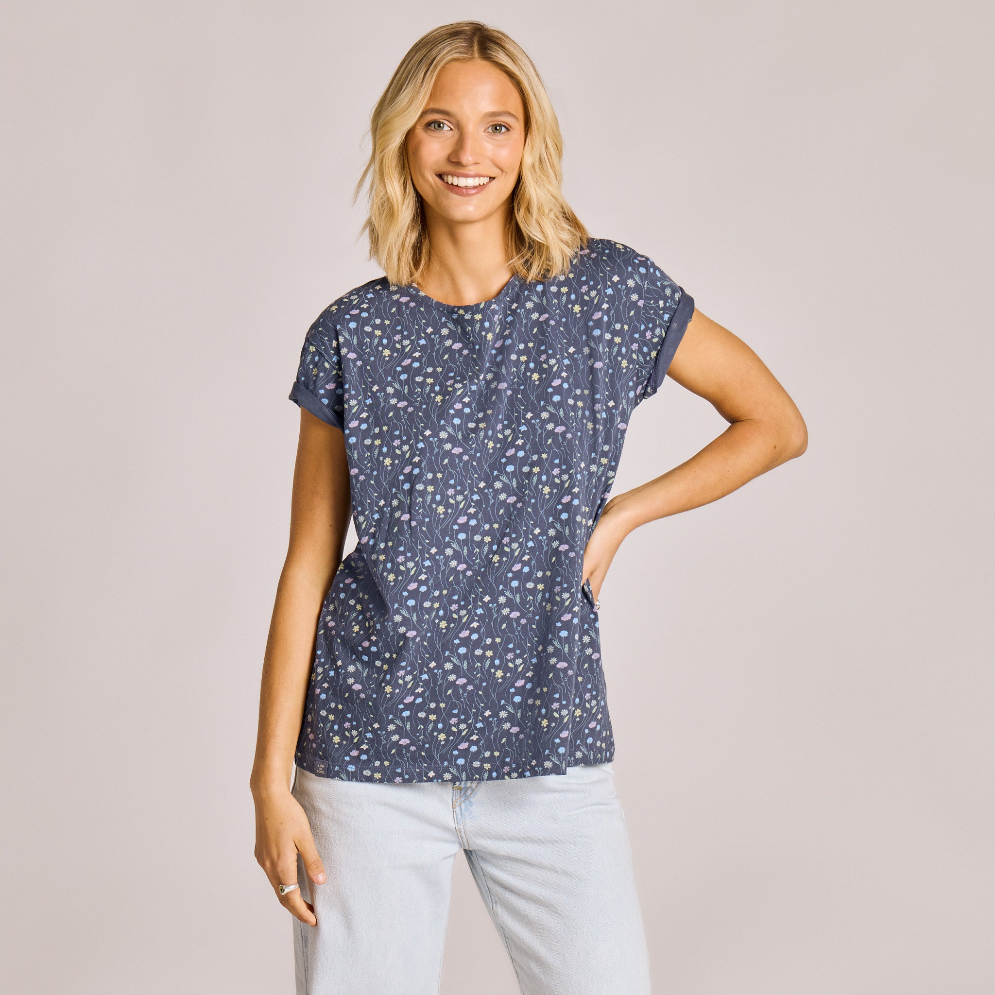 Women's Floral Sketch Pattern Crusher-LITE Easy Tee