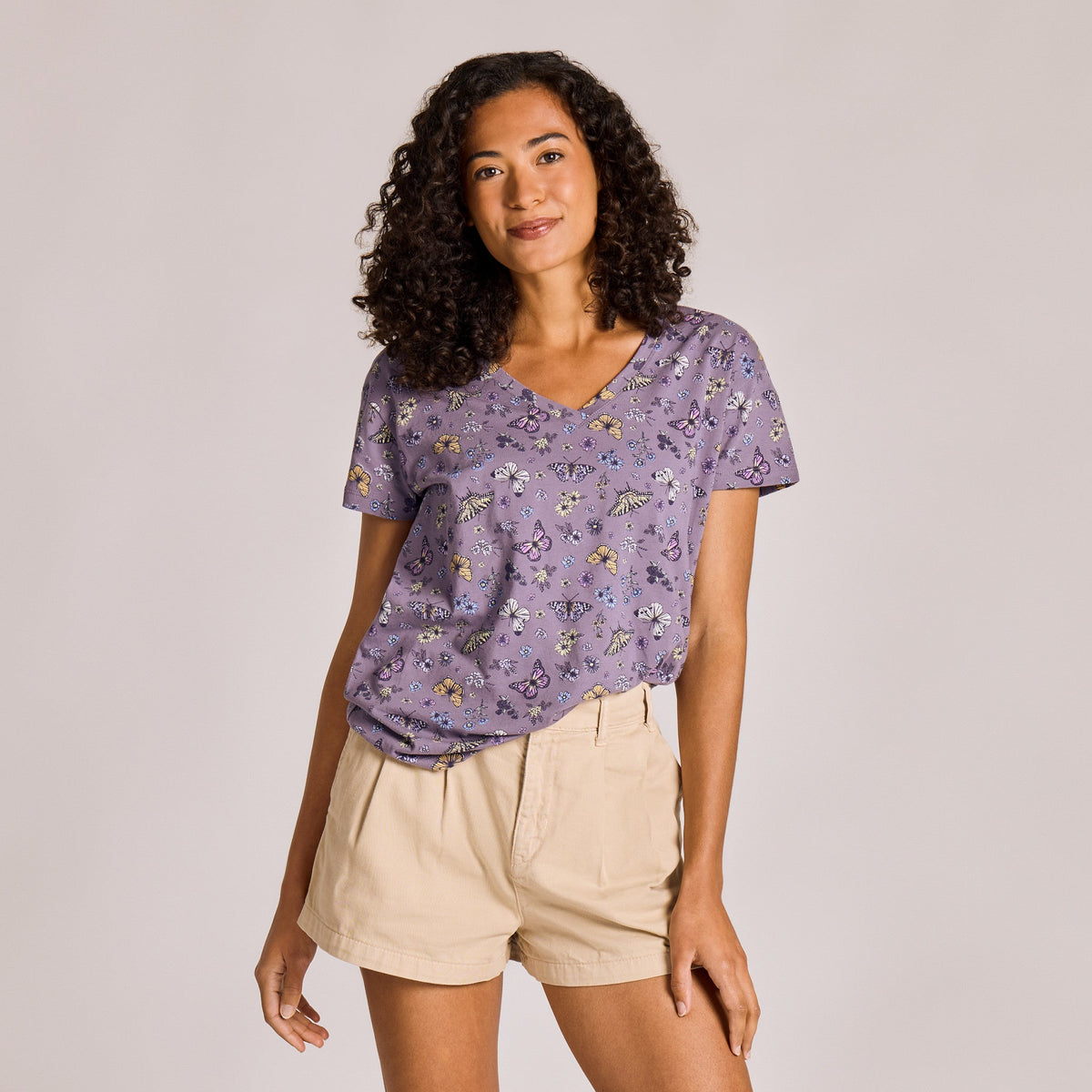 Women's Butterfly Garden Pattern Crusher-LITE Easy Vee