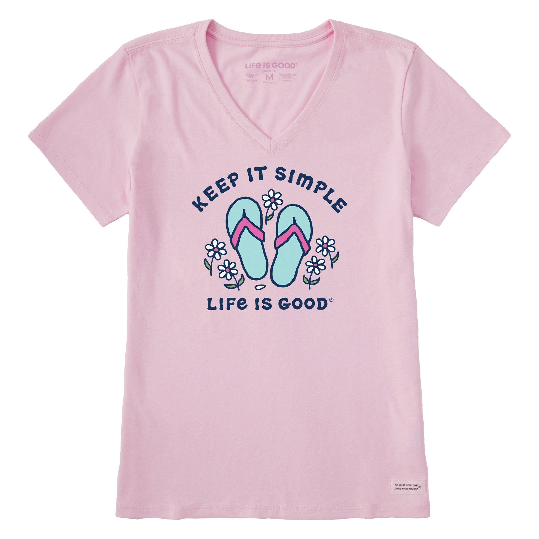 Women's Keep it Simple Flip Flops and Daisies Short Sleeve Vee