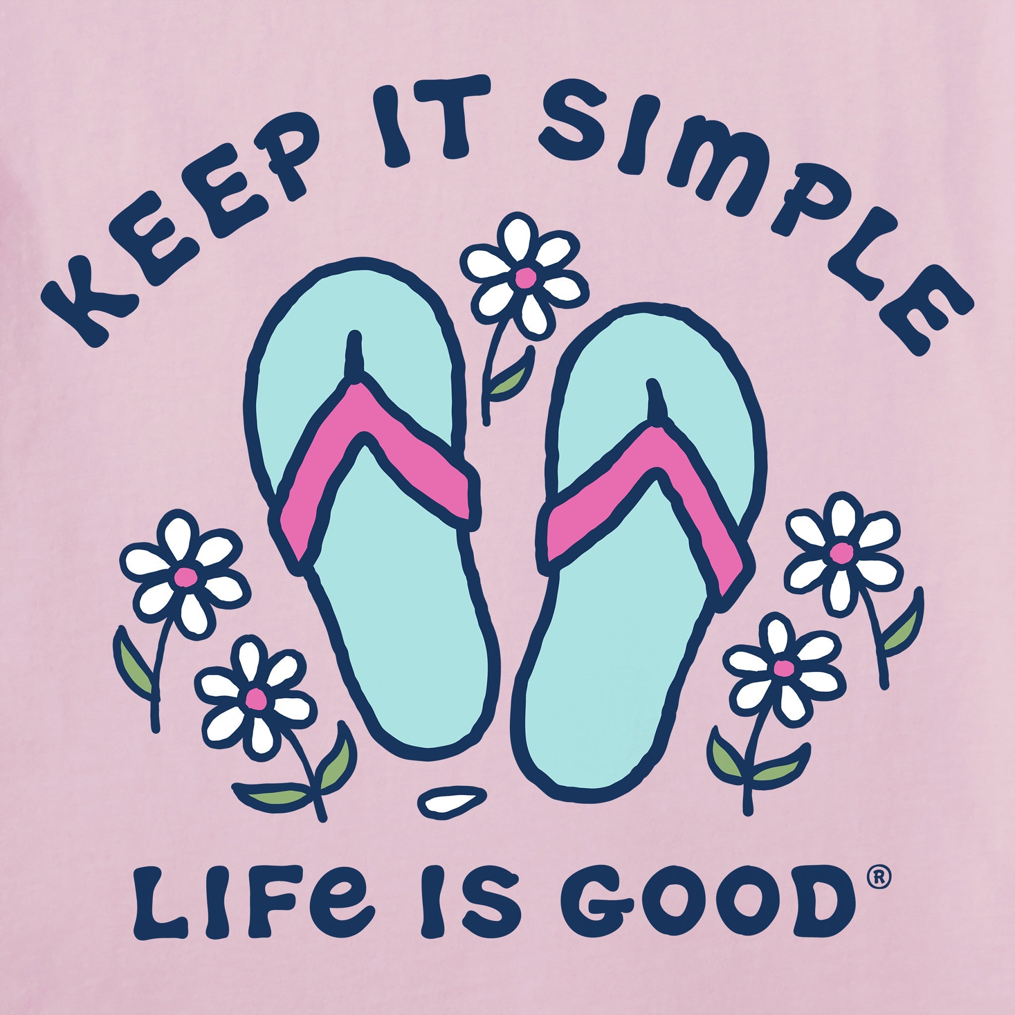Women's Keep it Simple Flip Flops and Daisies Short Sleeve Vee