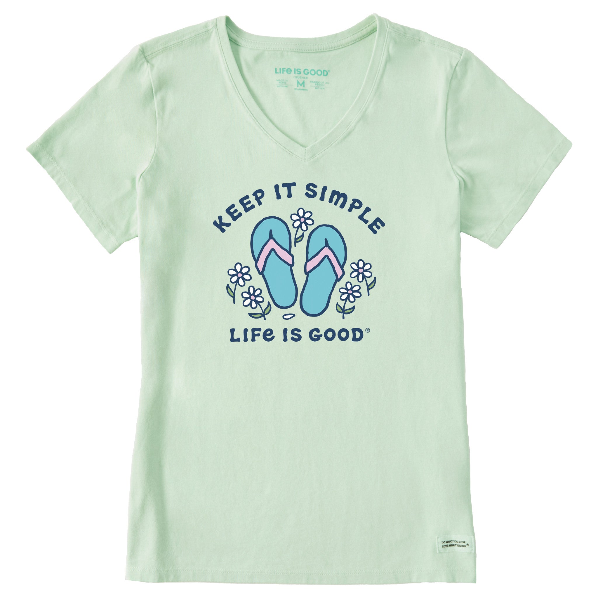 Women's Keep it Simple Flip Flops and Daisies Short Sleeve Vee