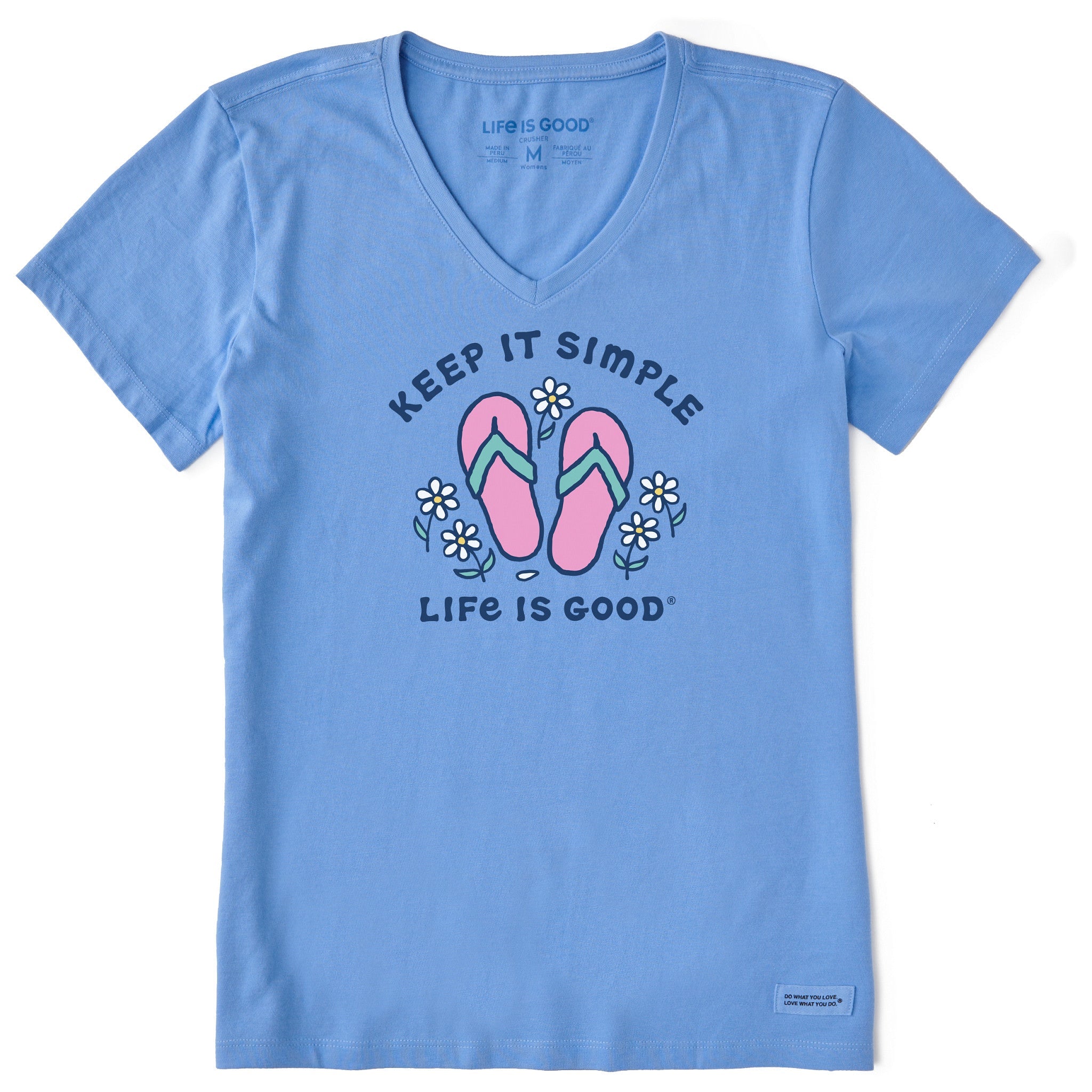 Women's Keep it Simple Flip Flops and Daisies Short Sleeve Vee