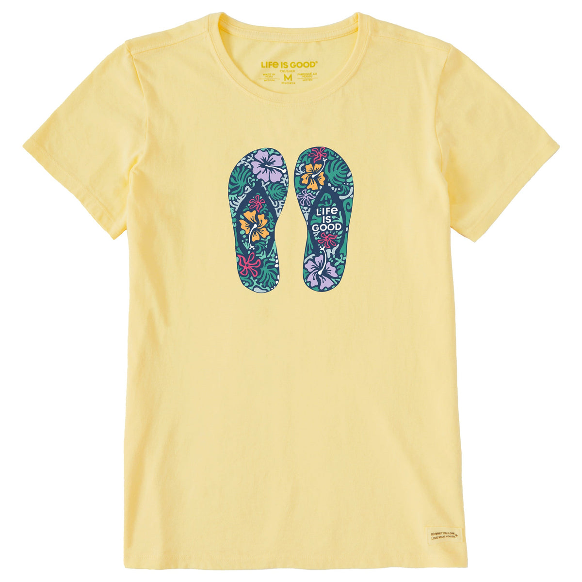 Women's Hibiscus Flip Flops Short Sleeve Crusher Tee