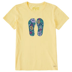 Women's Hibiscus Flip Flops Short Sleeve Crusher Tee