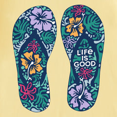 Women's Hibiscus Flip Flops Short Sleeve Crusher Tee
