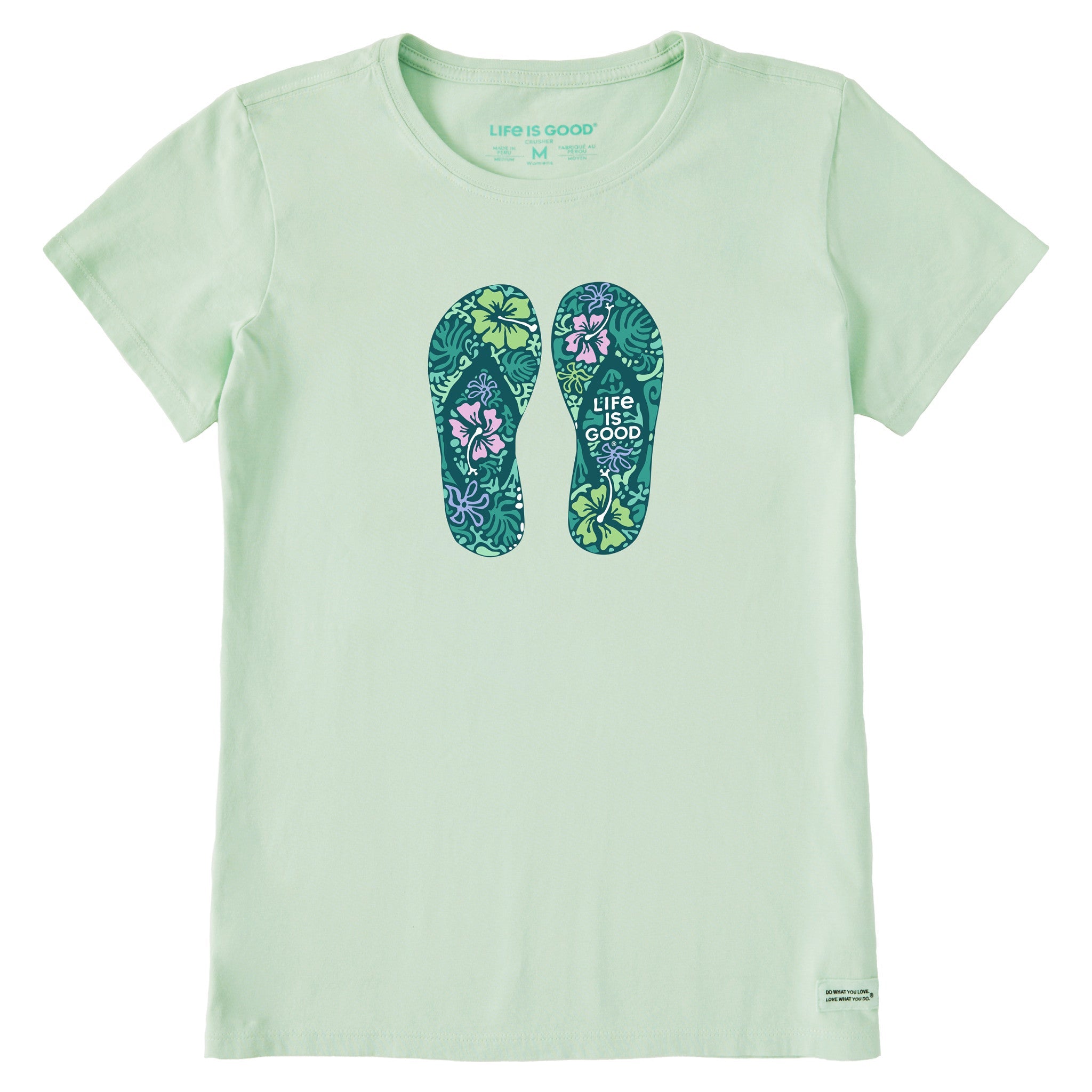 Women's Hibiscus Flip Flops Short Sleeve Crusher Tee