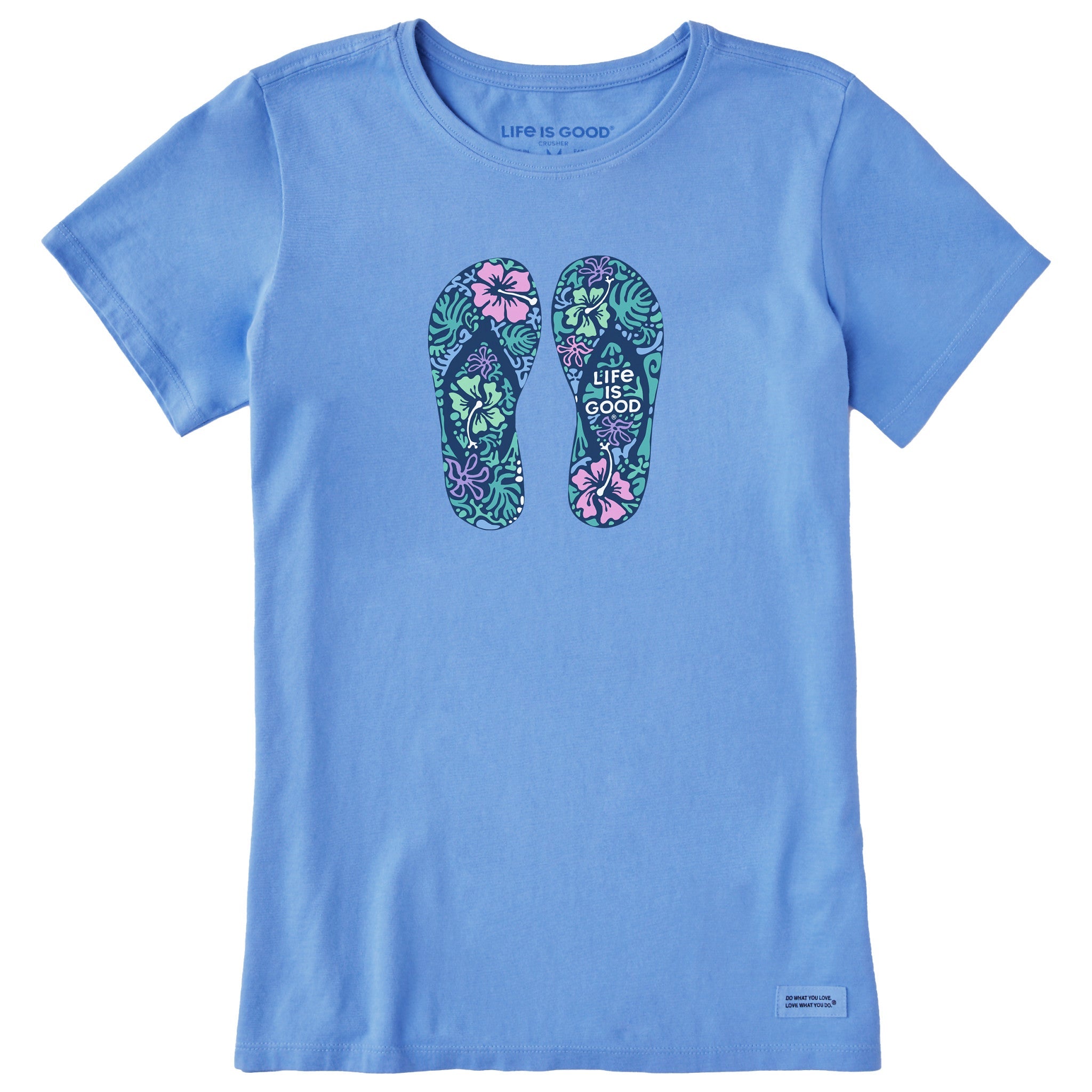 Women's Hibiscus Flip Flops Short Sleeve Crusher Tee