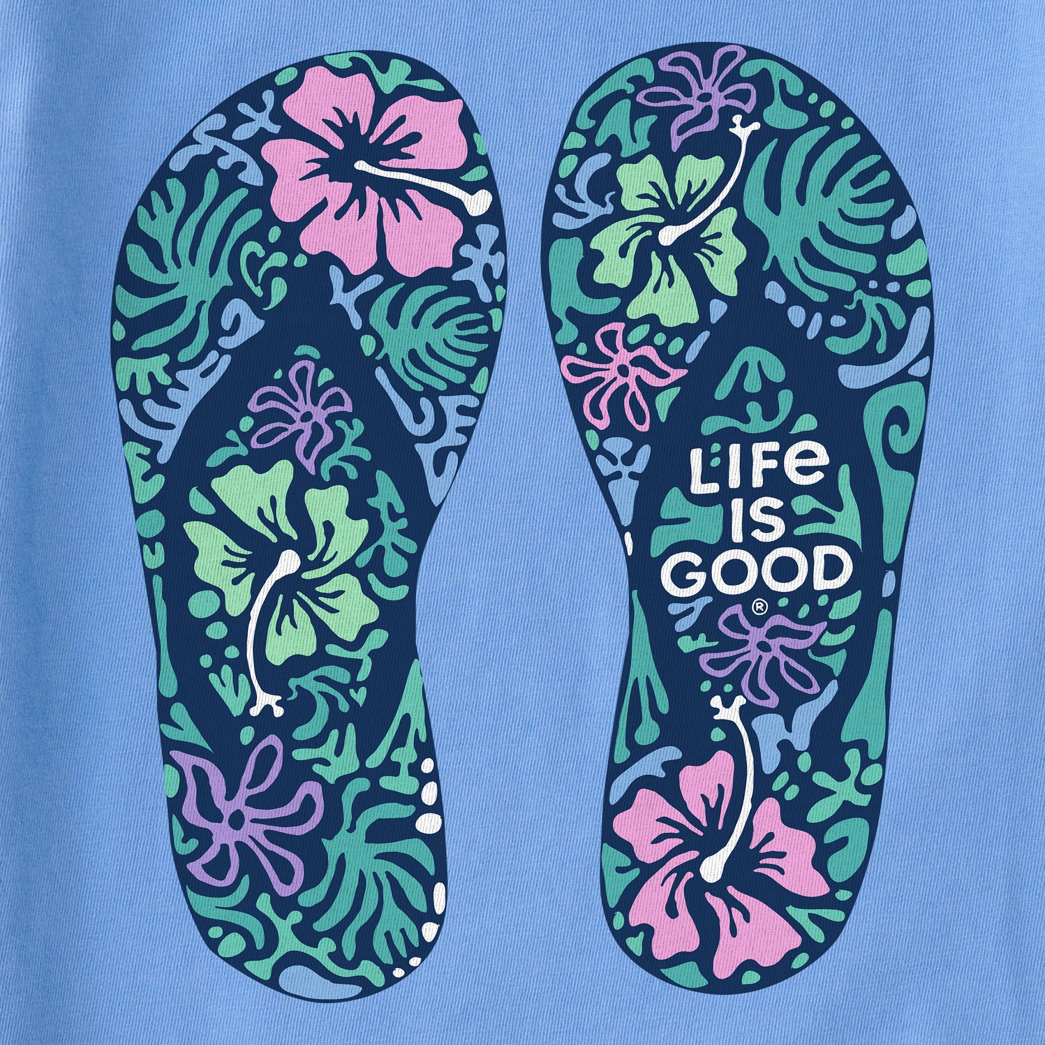 Women's Hibiscus Flip Flops Short Sleeve Crusher Tee