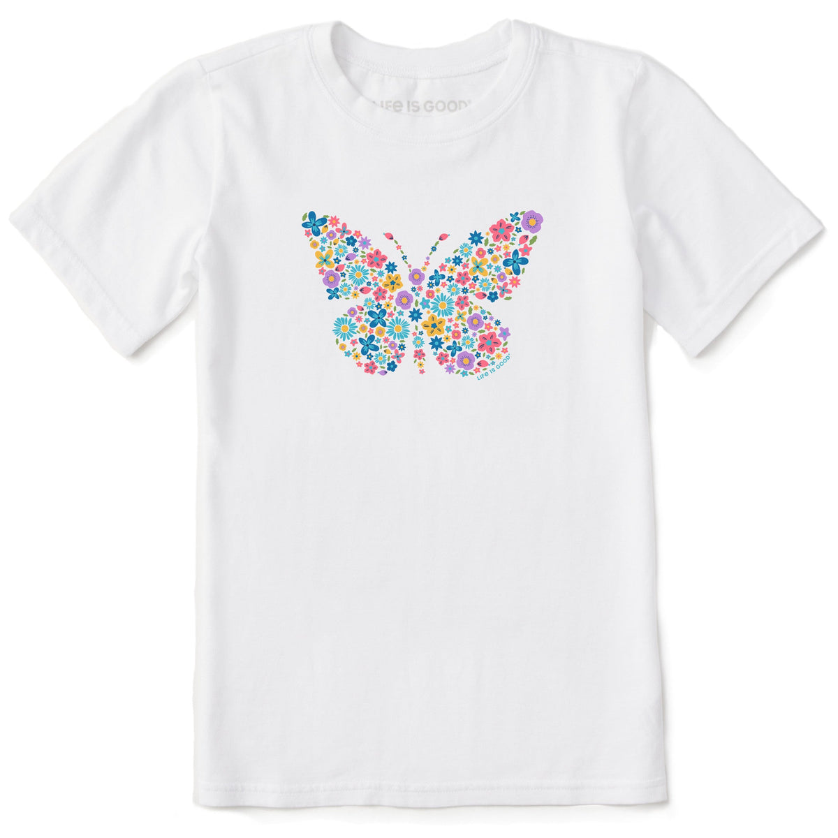 Kids Floral Butterfly Short Sleeve Crusher Tee