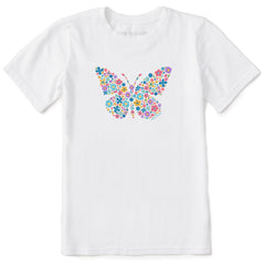 Kids Floral Butterfly Short Sleeve Crusher Tee
