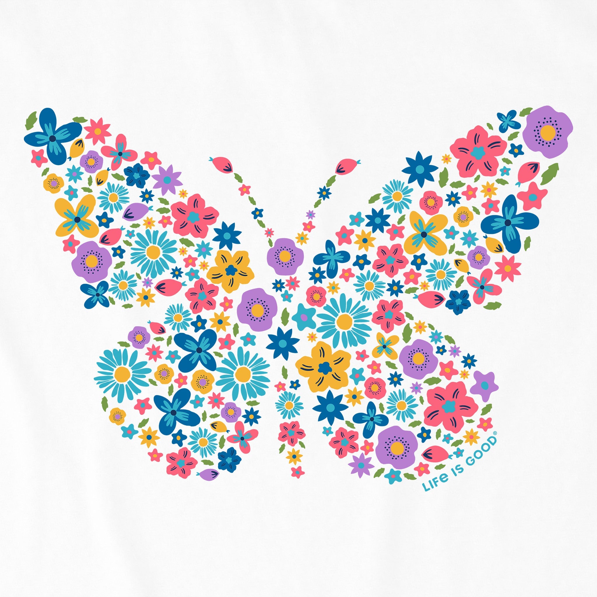 Kids Floral Butterfly Short Sleeve Crusher Tee