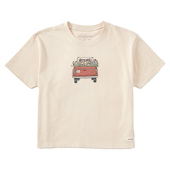 Women's Flower Love Truck Short Sleeve Crusher Boxy Tee