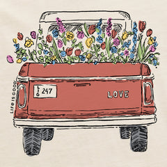 Women's Flower Love Truck Short Sleeve Crusher Boxy Tee