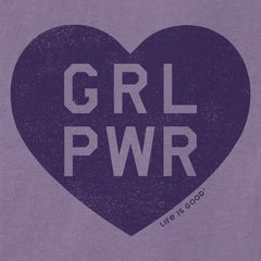 Women's Girl Power Heart Short Sleeve Crusher Boxy Tee