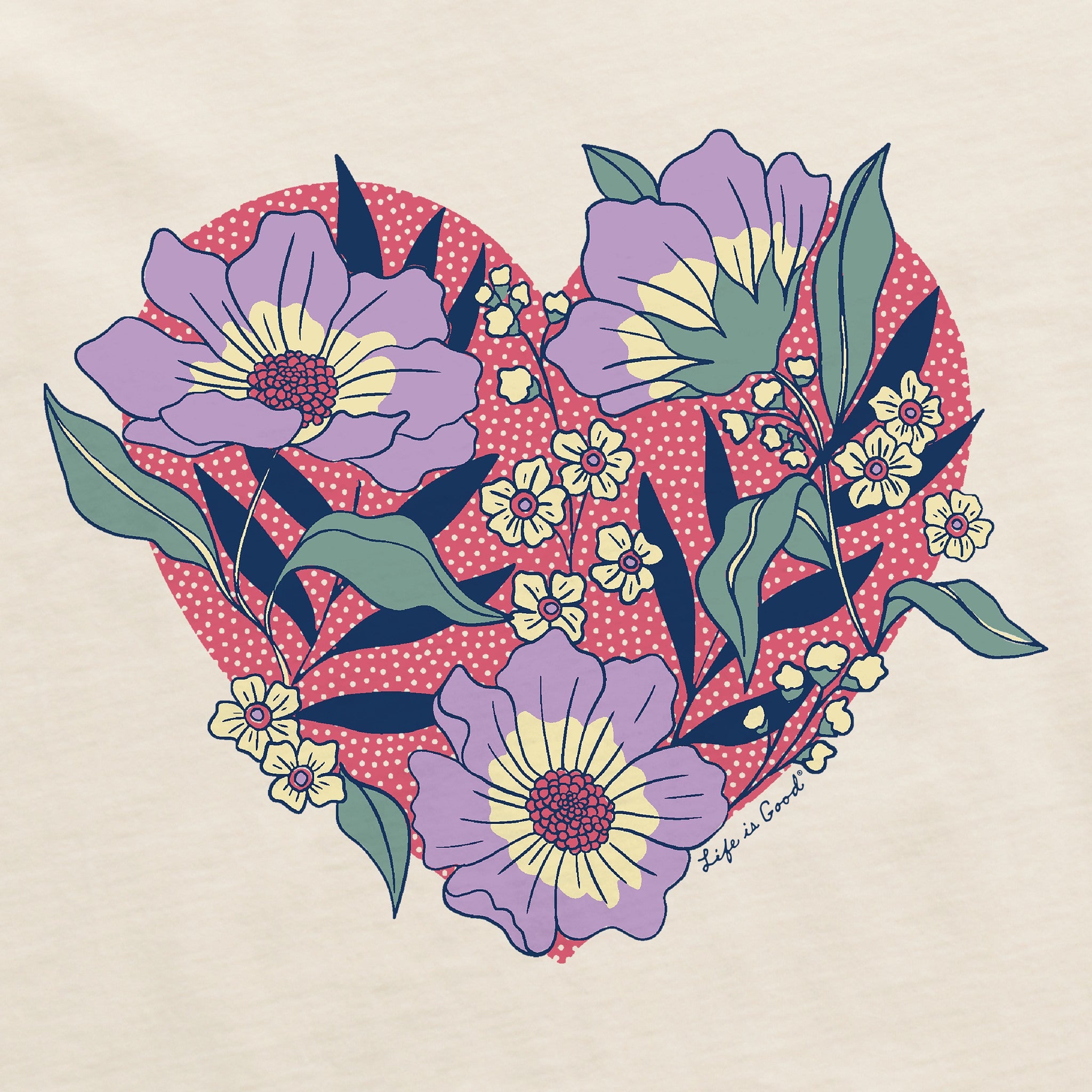 Women's Flowers in Heart Short Sleeve Crusher Boxy Tee