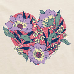 Women's Flowers in Heart Short Sleeve Crusher Boxy Tee