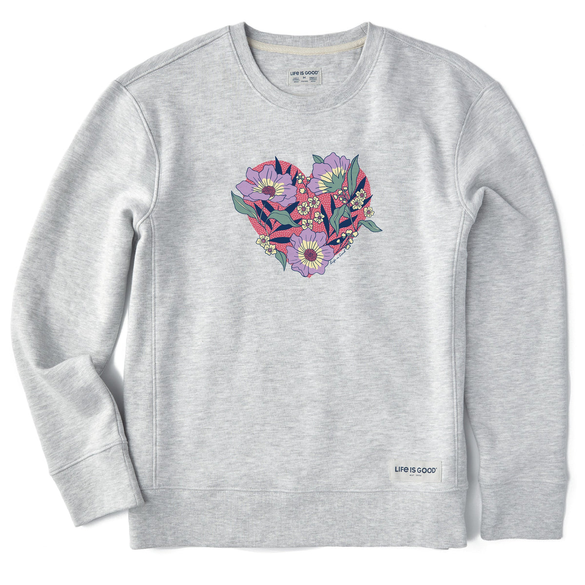 Women's Flowers in Heart Simply True Fleece Crew