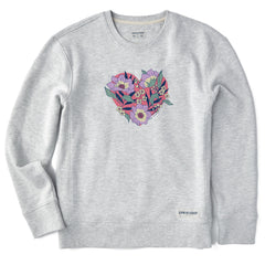 Women's Flowers in Heart Simply True Fleece Crew