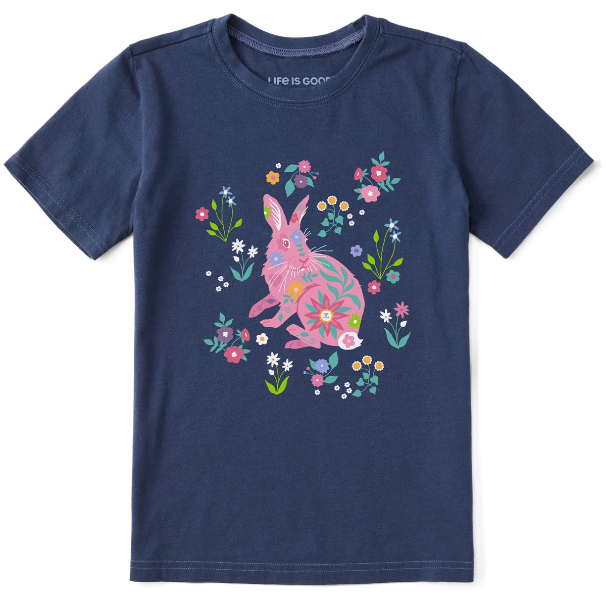 Kids Floral Bunny Short Sleeve Crusher Tee