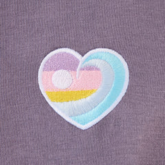 Women's Embroidered Ocean Heart Short Sleeve Crusher Boxy Tee