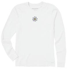 Women's Embroidered Daisy Long Sleeve Crusher Tee