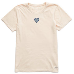 Women's Embroidered Heart Short Sleeve Crusher Tee
