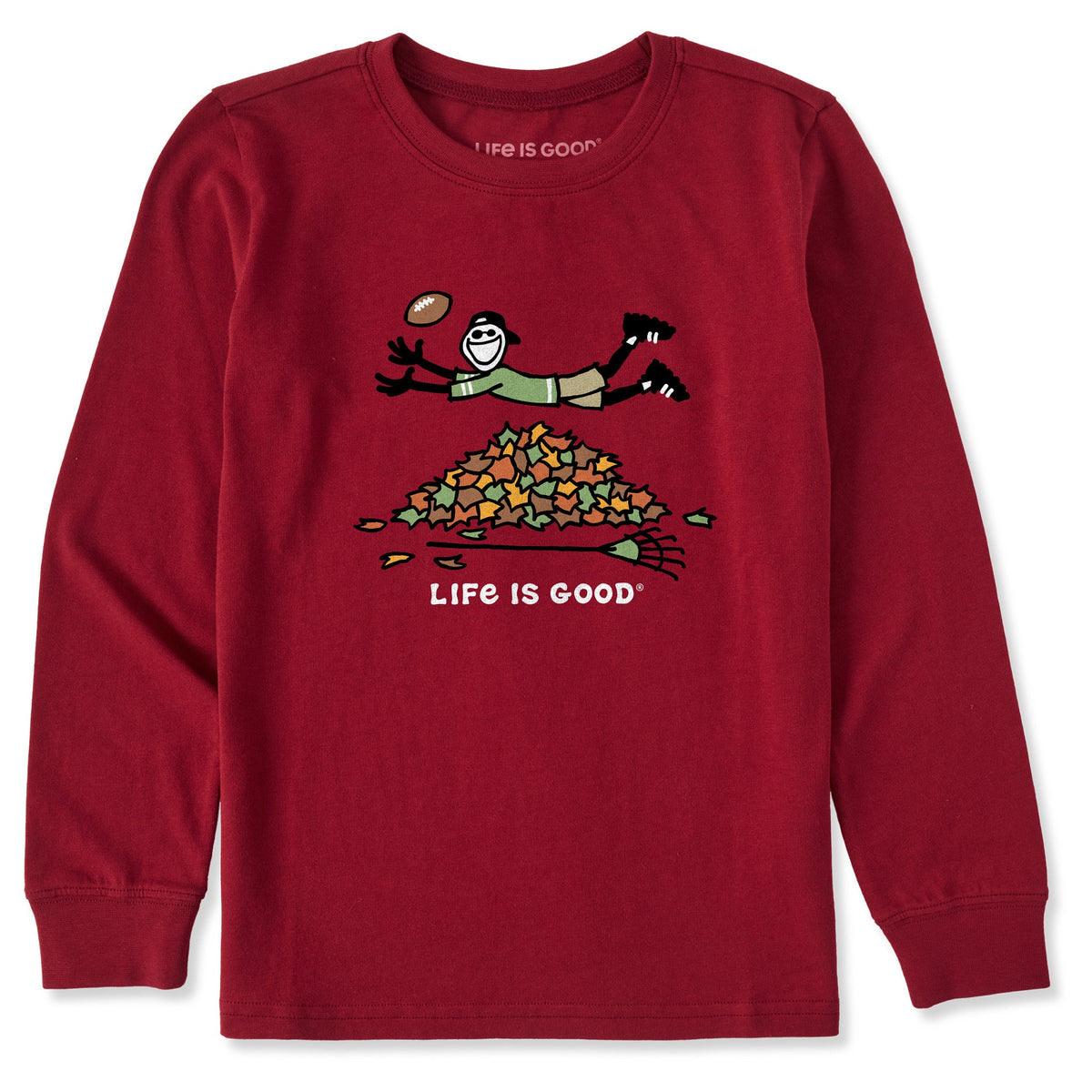 Kids Jake Rake Football Long Sleeve Crusher Tee