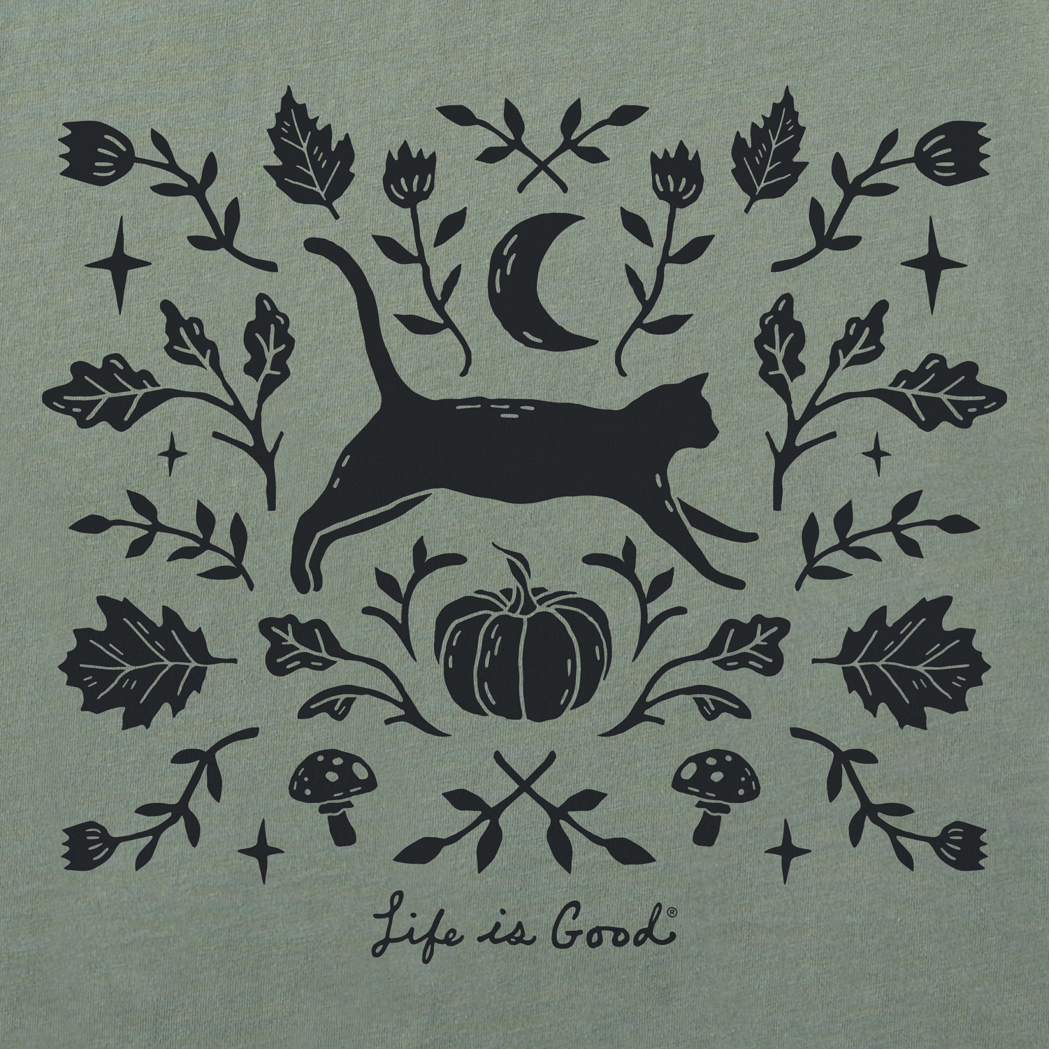 Women's Fall Foliage Cat Long Sleeve Crusher Tee