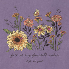 Women's Fall Favorite Color Flowers Long Sleeve Crusher Tee