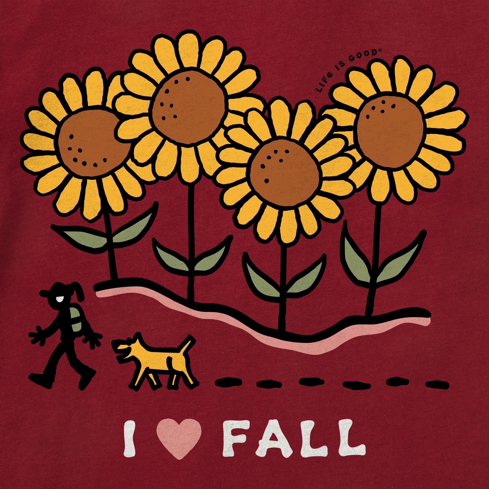 Women's I Love Fall Sunflower Hike Long Sleeve Crusher Tee