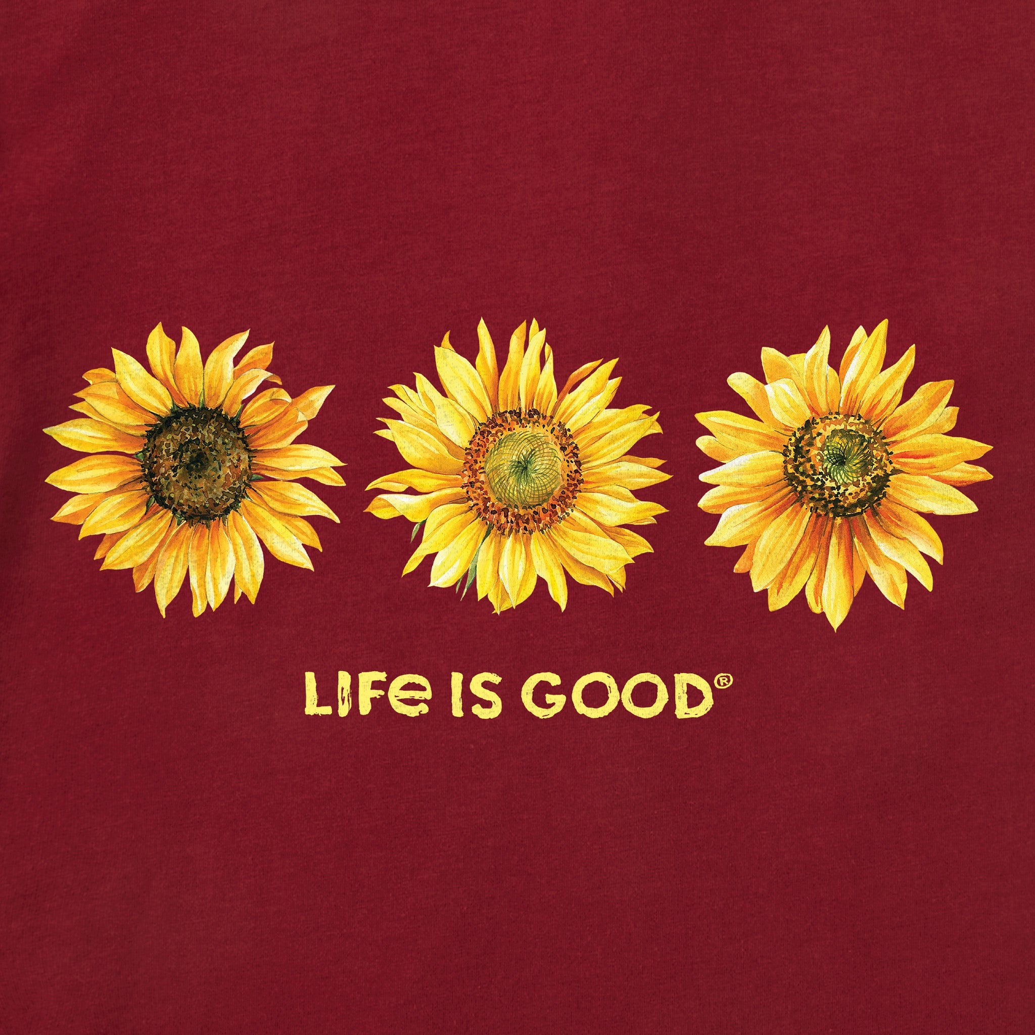 Women's 3 Sunflowers Long Sleeve Crusher Tee