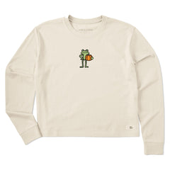 Women's Froggy Pumpkin Mini Long Sleeve Crusher Boxy Tee
