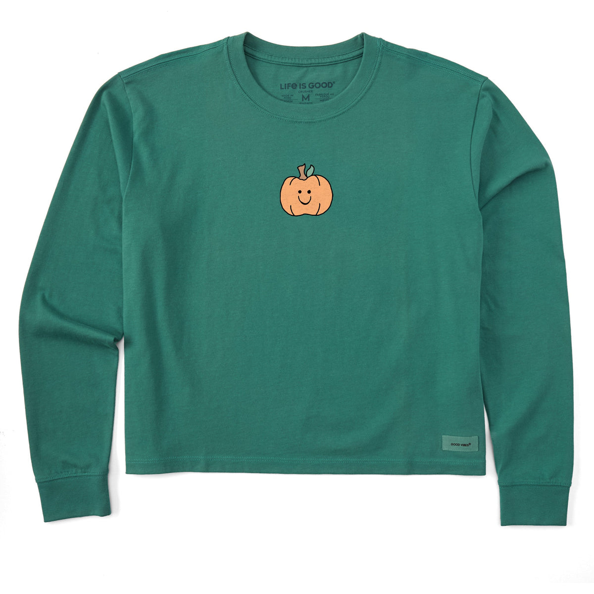 Women's Happy Pumpkin Long Sleeve Crusher Boxy Tee