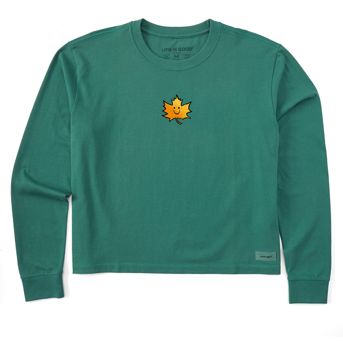 Women's Happy Leaf Long Sleeve Crusher Boxy Tee