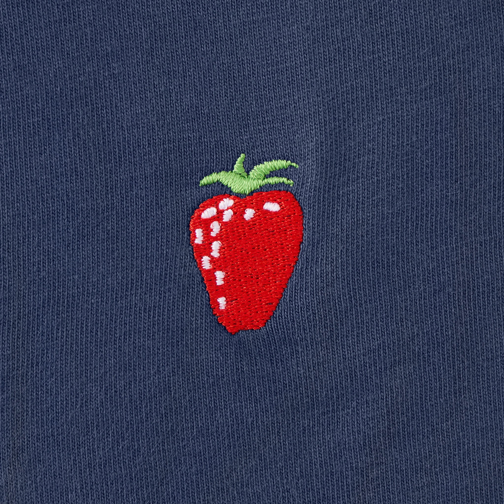 Women's Embroidered Strawberry Long Sleeve Crusher Vee
