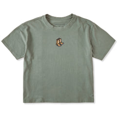 Women's Embroidered Cowboy Boots Short Sleeve Crusher Boxy Tee